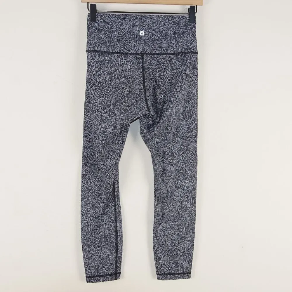 Lululemon Wunder Under High Rise Line Up Black White Ankle Leggings Womens Sz 6